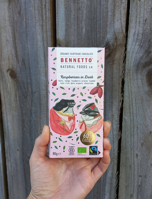 Bennetto Organic Fairtrade Chocolate - Raspberries in Dark